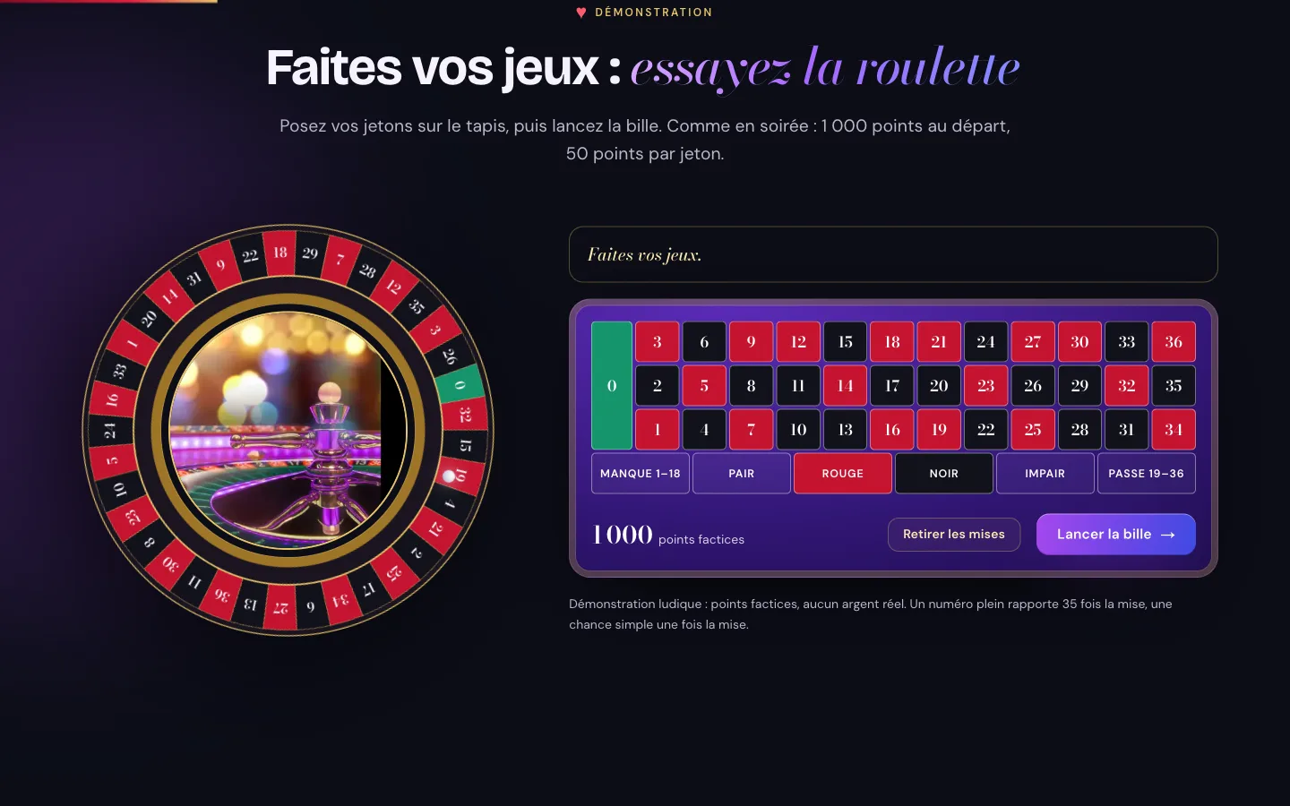 Casino Tapis Rouge — Démo de roulette jouable dans la page
