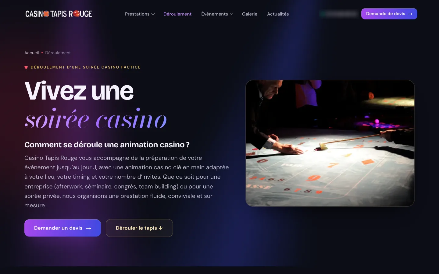 Casino Tapis Rouge — Déroulement d'une soirée casino